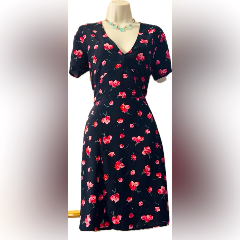 GAP Navy Mini Dress with Pink Floral Print